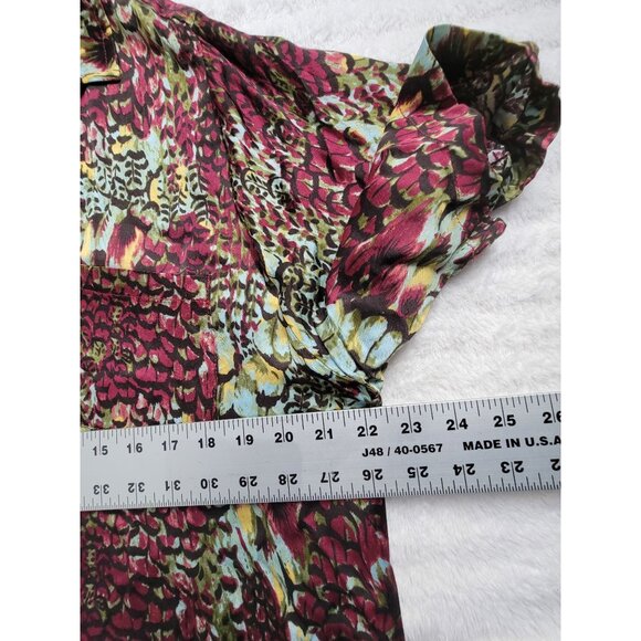 Anthropologie Tiny Womens XL Multicolor Abstract Short Sleeve Button-Down Blouse - Picture 7 of 8
